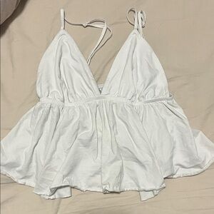 White Strappy Peplum Top